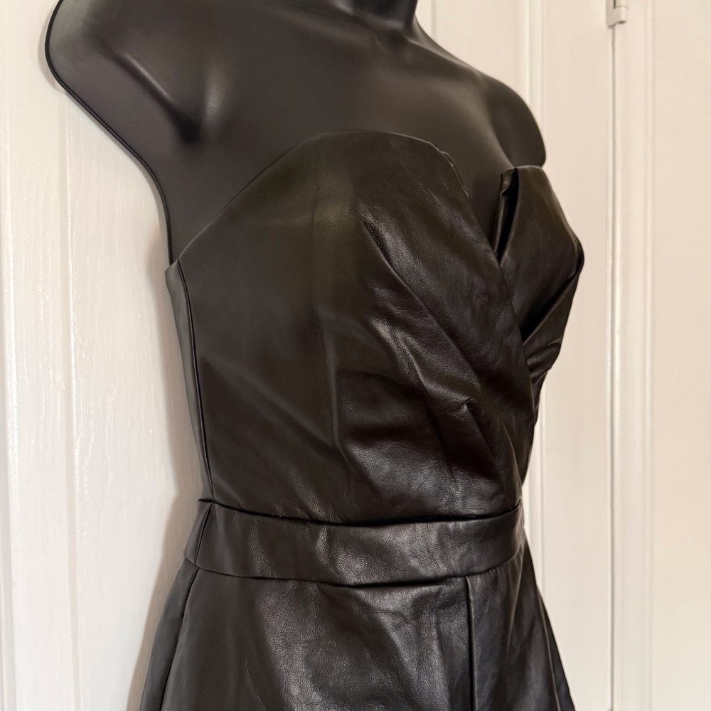 “PETAL + PUP” Mikaela Vegan Leather Strapless Romper - Picture 6 of 15